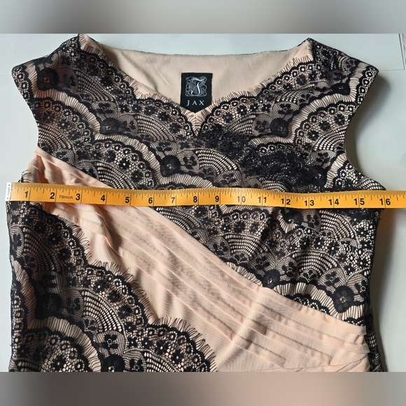 Jax Blush Pink Black Lace Cocktail Dress Size 8 - Picture 3 of 8